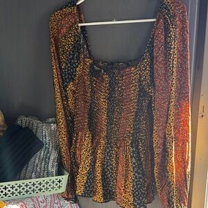 Bohemian Floral Long Sleeve Blouse